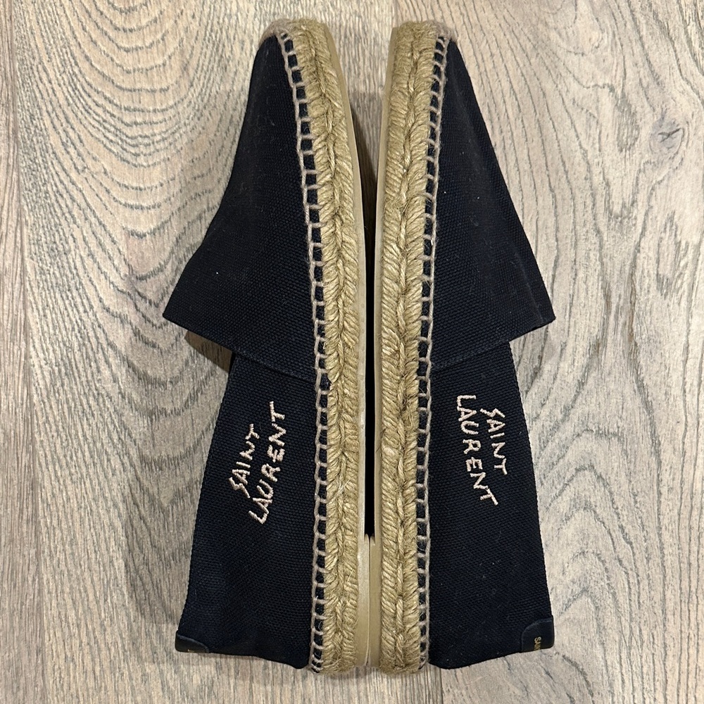 Saint Laurent Mens Logo-Stiched Canvas Espadrilles